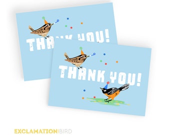 Bird Birthday Party Thank you, Songbird Birthday Thank You Card, Bird Thank You Card, Bird Thank you tag