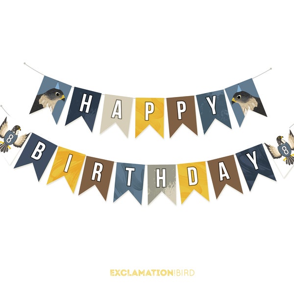 Falcon Happy Birthday Banner, Falcon Birthday Party, Falcon Party Banner, Birds of Prey Banner