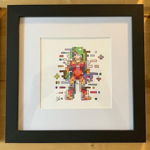 Original Metroid Line Art im Schwarzen Rahmen: Nintendo Fan Geschenk | pixelTANGLE