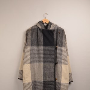 Vintage gray trench coat, vintage coat, tartan, trendy blazer, oversized mens blazer, 90s blazer, tartan coat