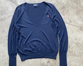 Vintage Ralph Lauren V-Neck Navy blue Jumper XL | vintage 90s sweater, ralph lauren vintage, vintage knitwear, pullover, ralph lauren top