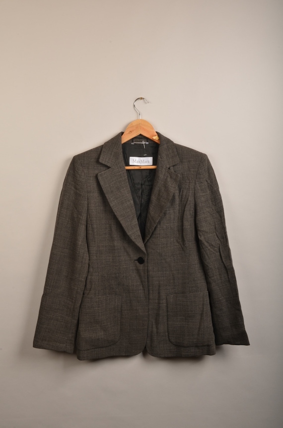 Vintage max mara grey blazer ,vintage blazer, tartan, trendy blazer , oversized mens blazer, 90s blazer, tartan coat, vintage coat, unisex