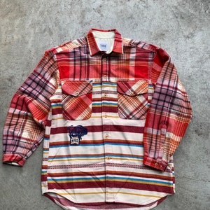 Vintage „The Pink“ r rot karierte Bluse Größe L | Vintage rote Tartan-Bluse, Vintage-Karo, Vintage-Flanell, roter Flanell, übergroße Bluse