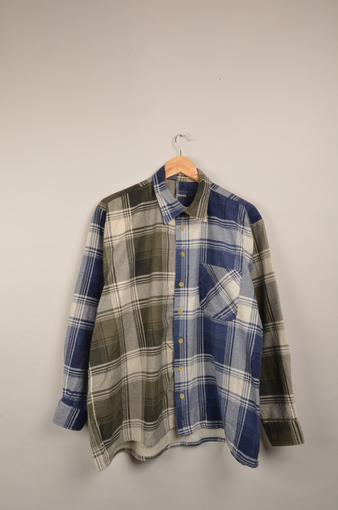 Reworked Vintage 90s Flannel Shirt Oversized Shirt Plaid - Etsy