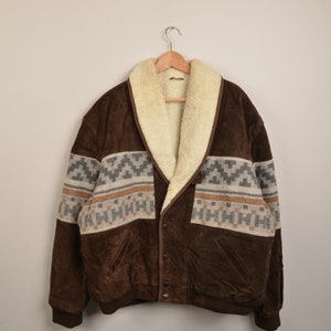 Vintage Aztec Bomber Jacket Suede 