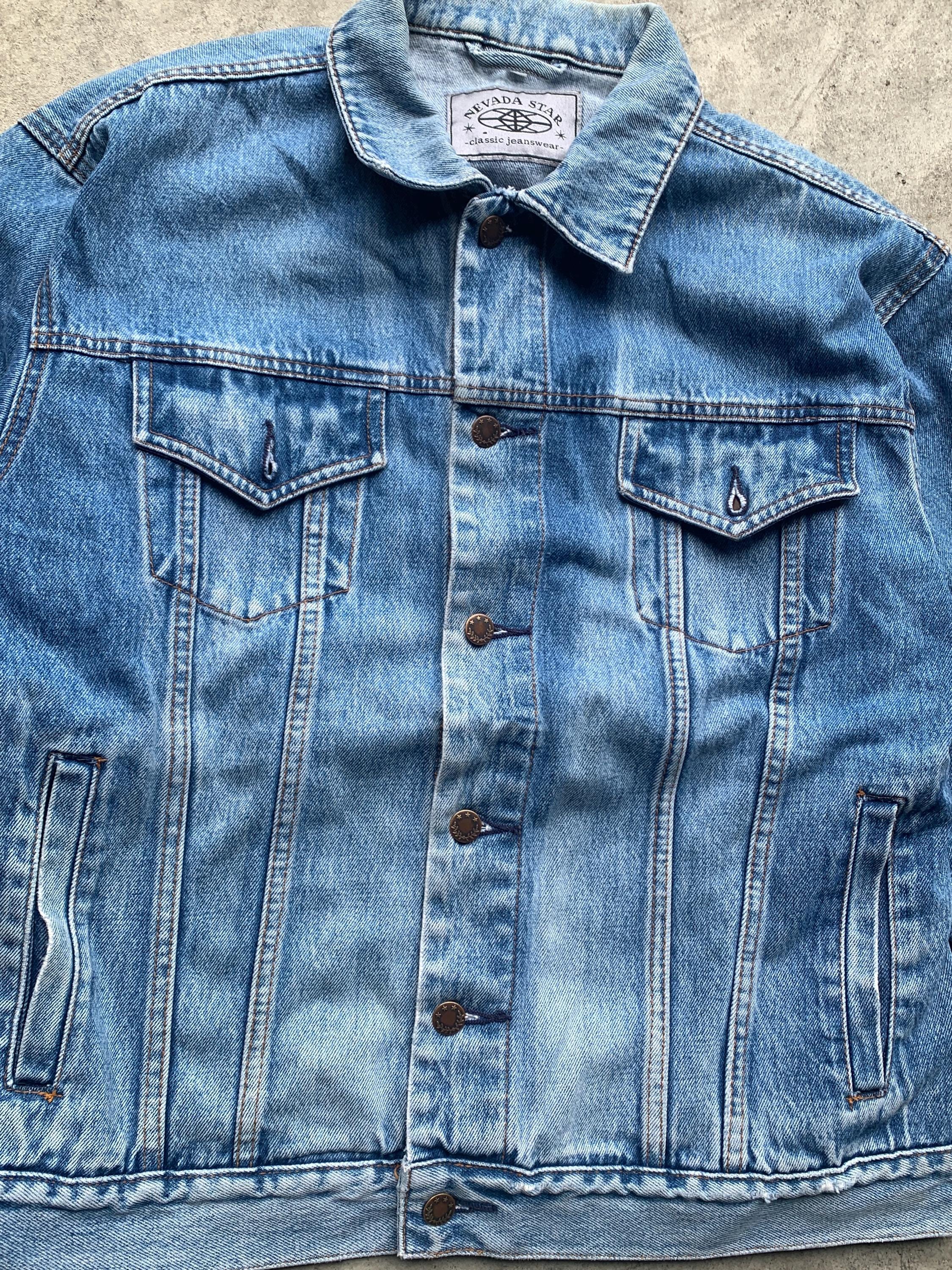 Vintage Nevada Star Denim Oversized Dark Blue Jacket Size XL 