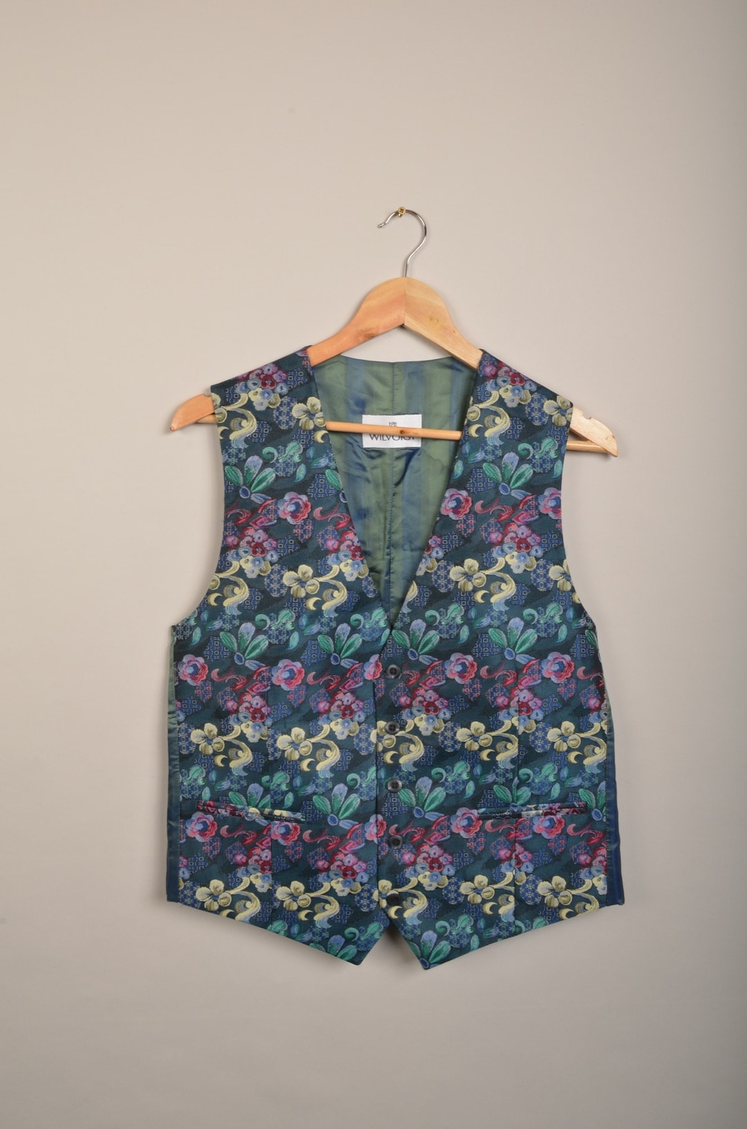 Vintage Blue Vest Waistcoat vintage Baroque 90s Waistcoat Ugly 90s Waistcoat sleeveless