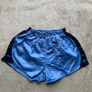 Vintage 90s Blue and Black Boxing Sport Shorts | vintage boxing shorts, soccer shorts, gym clothing vintage, vintage swim shorts, sportswear