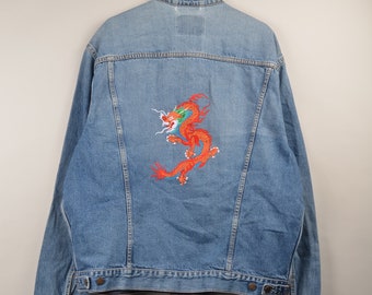 Vintage Levis Jeansjacke, hellblaue Levis Jacke, Levis Sherpa, Levis Jeansjacke, Vintage Levis, 80er Jahre, handgemachte Stickjacke, XXL