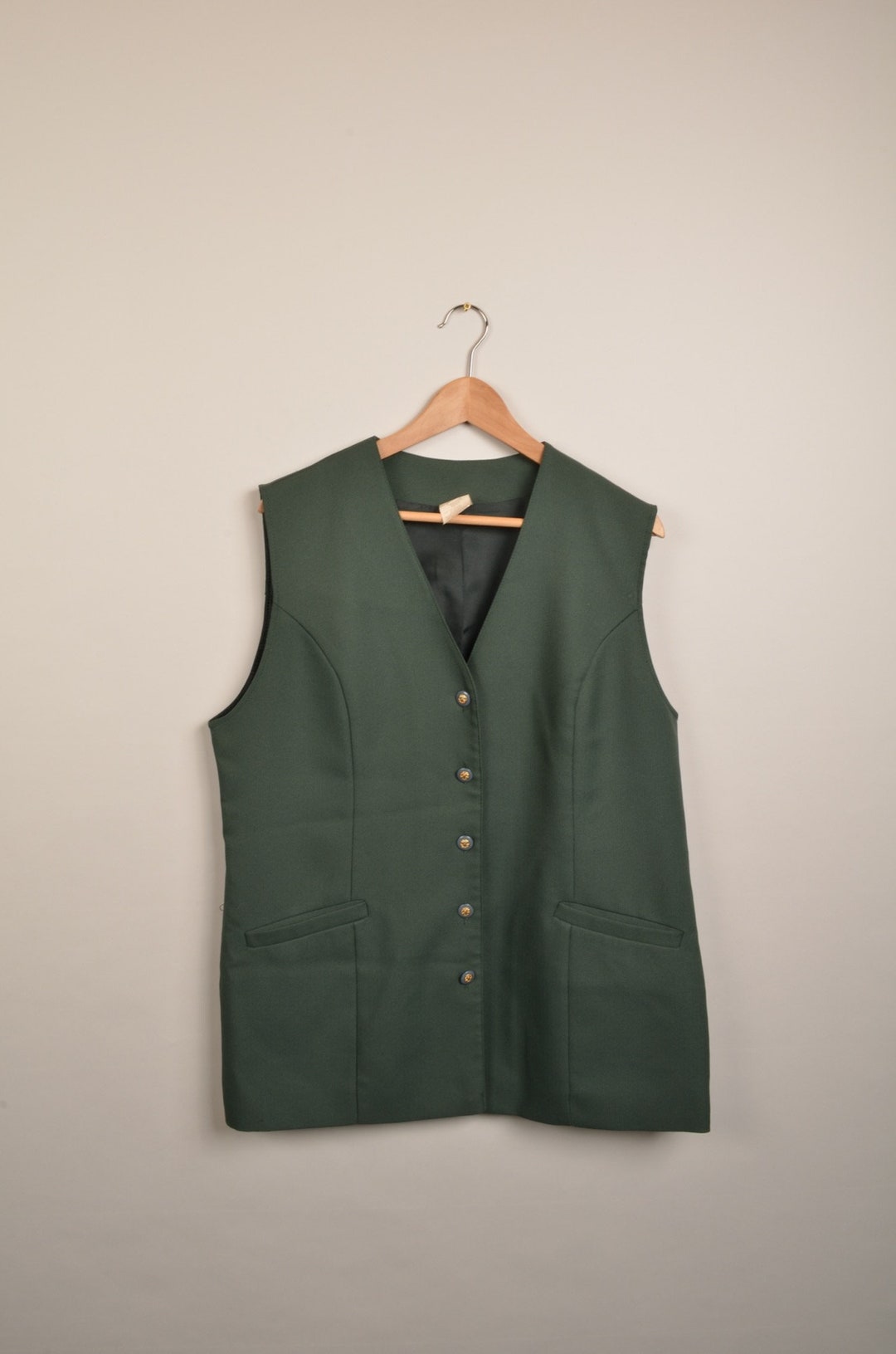 Vintage Olive Green Waistcoat - L