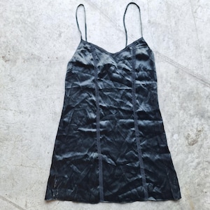 Y2K Intimissimi Black Slip Mini Cami Silk Dress with Lace Size S | Lingerie style dress, 2000s, coquette, romantic, grunge, babydoll dress