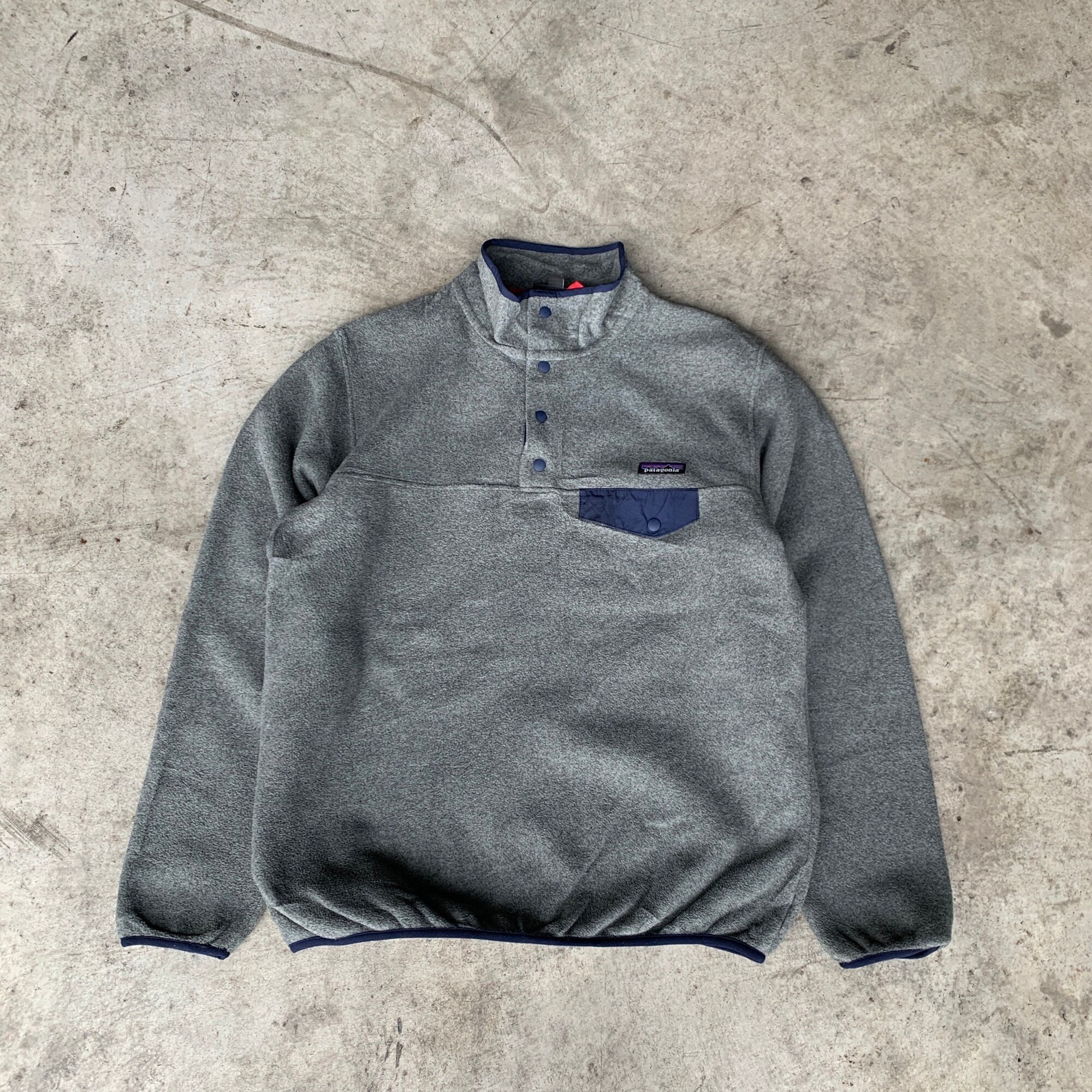 Patagonia Grey/blue Pullover Fleece Size L Fleece Jacket - Etsy