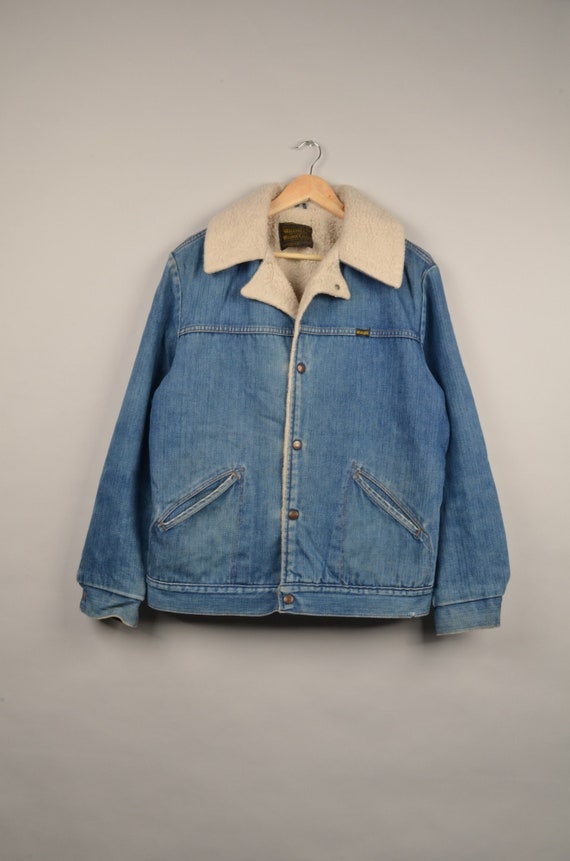 vintage wrangler sherpa denim jacket, vintage 80s