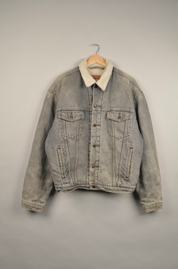 vintage levis shearling style sherpa, levis gray s