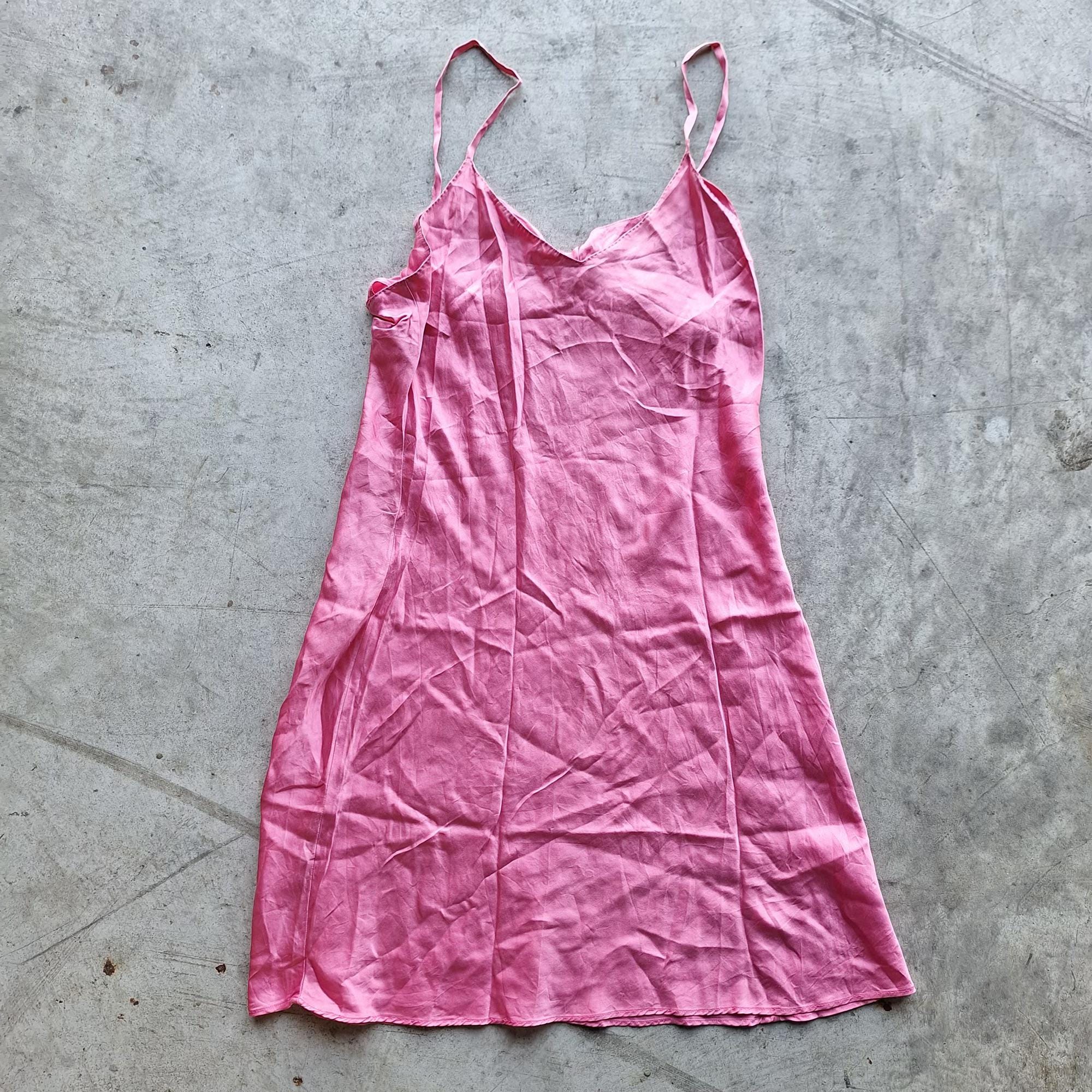 Y2K Inspiration Pink Slip Mini Cami Silk Dress with Lace Size S | Lingerie style dress, 2000s, coquette, romantic, grunge, babydoll Dress