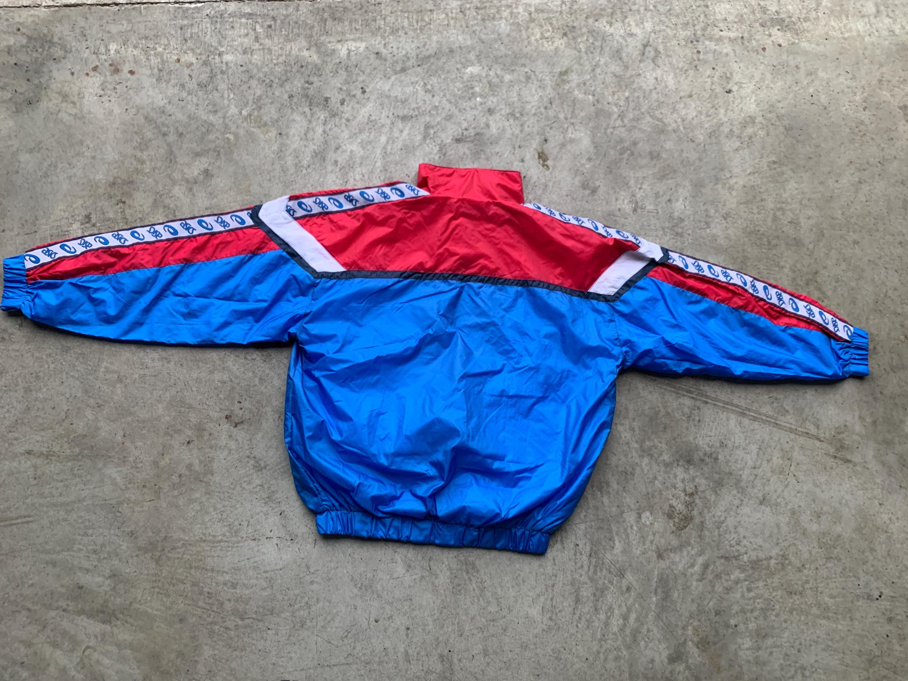 Vintage 1990s ASICS Tracksuit Blue Red Colorblock Full Set 