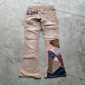 Vintage MISS SIXTY Patchwork Corduroy Flare Pants Size 31 | Y2K Boho Love Bell Bottoms | 70s Style Low Rise Tan Trousers