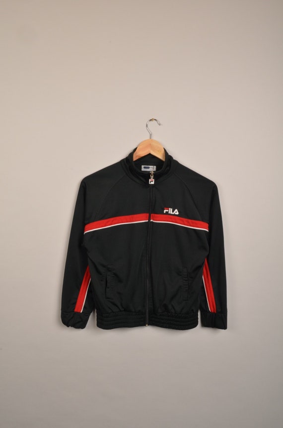 Vintage Black Fila Sport Jacket, Fila Windbreaker, Vintage