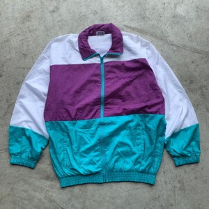Vintage 90s DJD Sport Medium Multi-Color Block Windbreaker