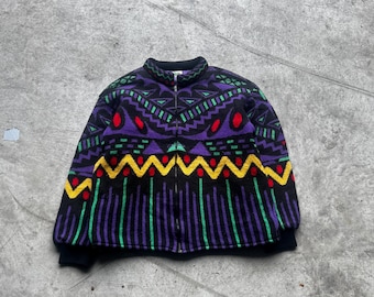 Vintage 80s 90s CAMPAGNOLO Windbreaker Rain Jacket Crazy Pattern