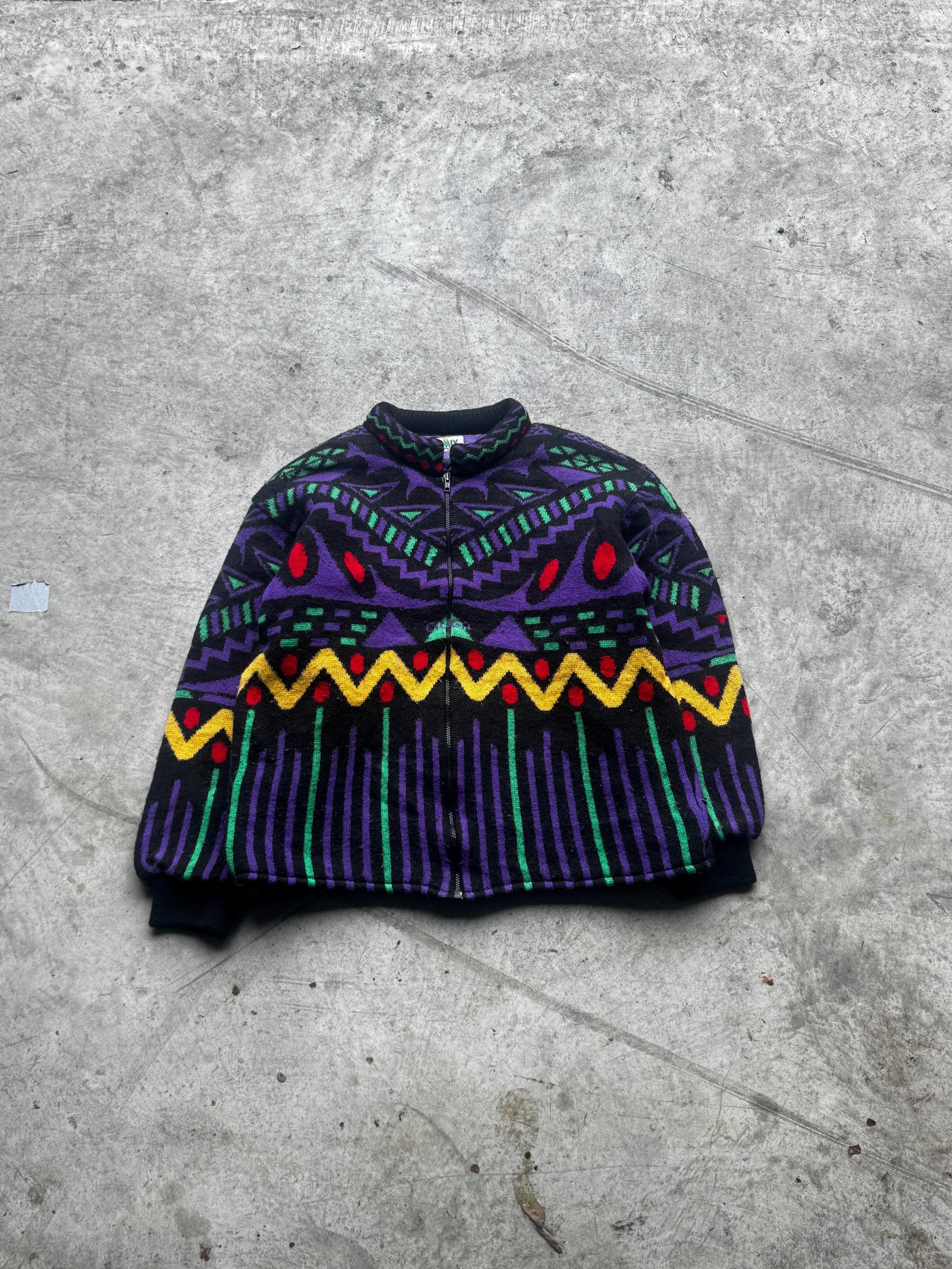 Vintage Comix Fleece Bomber Jacket 90s Aztec Tribal Print Size;n/a