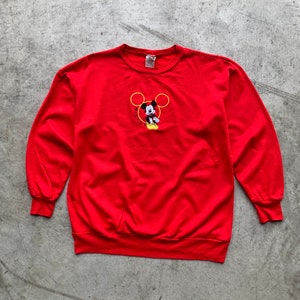 Mickey Unlimited Vintage Red Pullover | mickey mouse sweatshirt, disney sweaters, Fleece Mickey,Mickey Unlimited clothing, cartoons