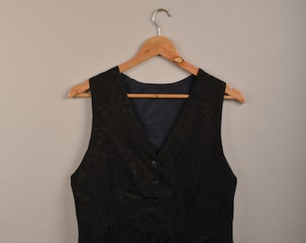 vintage 90s black spencer, vintage 90s waistcoat, knit pullover,vintage 90s vest, sleeveless vest, oversized vest,unisex vest, knit waistcoat