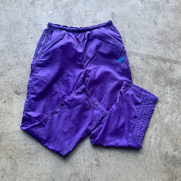 Vintage Purple Nike Parachute Track Pants Size L | nike vintage DS parachute pants, nike soccer pants, nike vintage, vintage sportwear