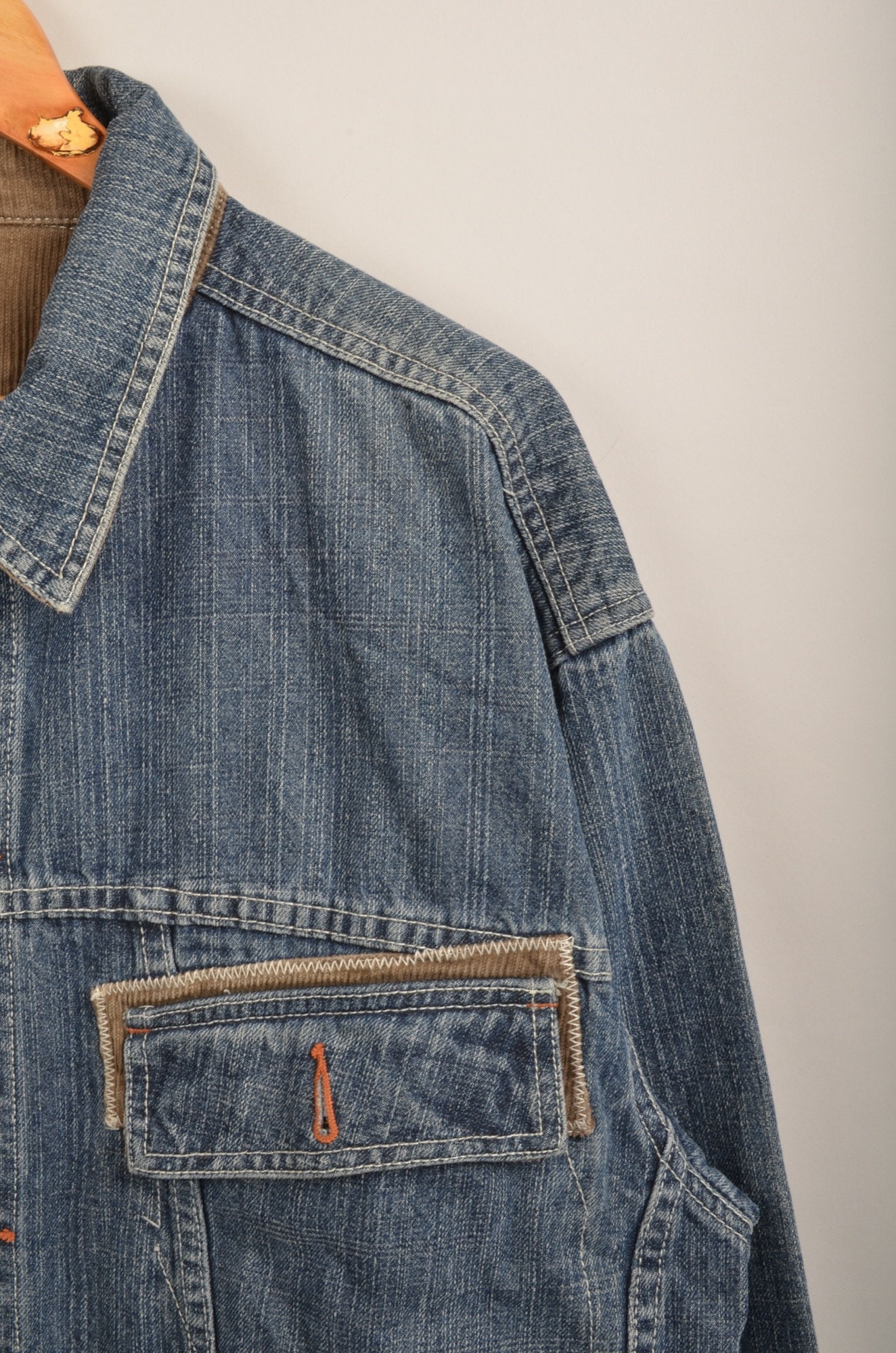 Vintage Sean John Denim Jacket, Oversized Shearling Jacket, 90s 