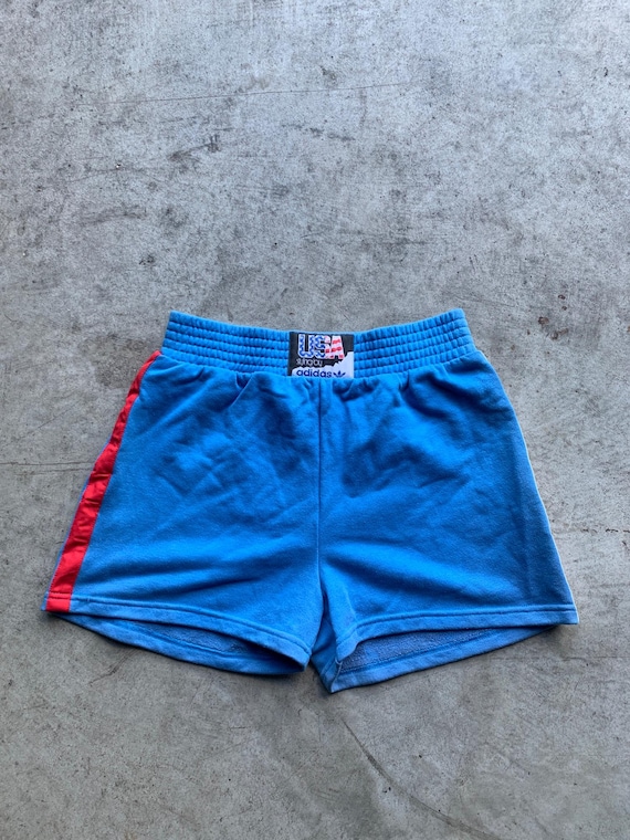 Vintage Adidas Blue and Red Striped Sprinter Shorts Size D3 | adidas  soccer short, sprinter boxer, vintage adidas swim short, gym clothing