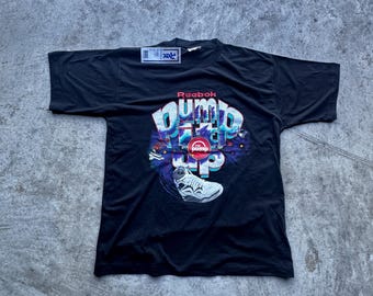 Reebook 90s Shurtle Pump T-shirt, vintage black tee, Made in Greece Size:L | vintage Reebook tees, 90s t-shirt, Graphic unisex T-shirt