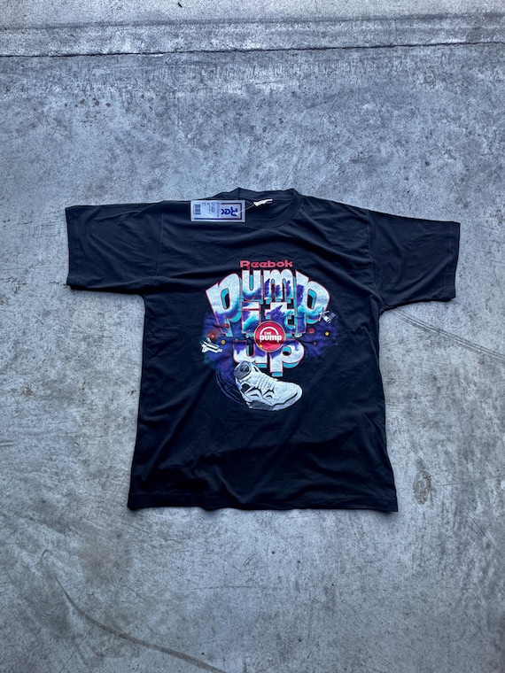 Reebook 90s Shurtle Pump T-shirt, Vintage Black Tee, Made in 