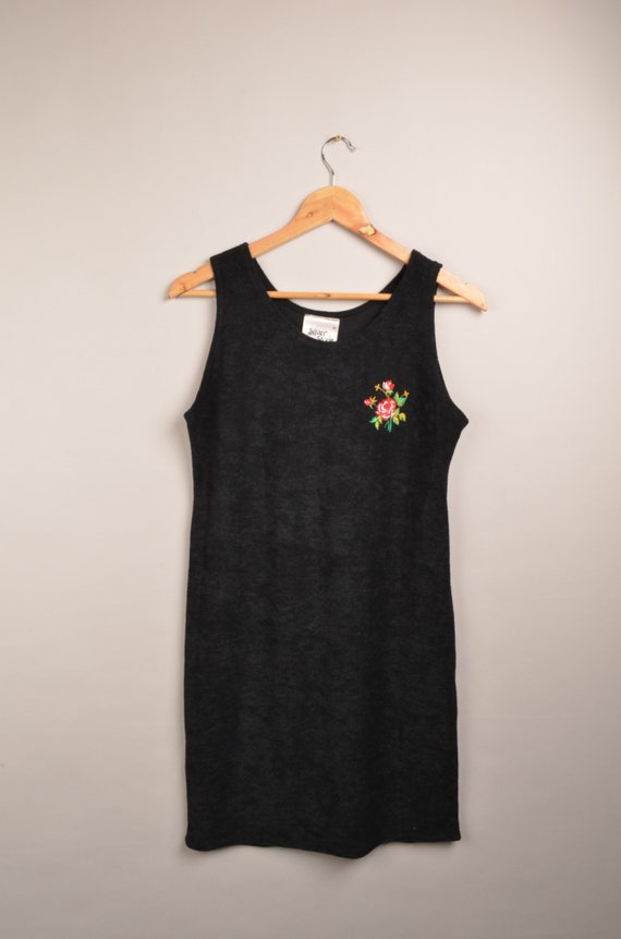 Towel dress with rose print, roses print, bathrobe, vintage robe, vintage dress, embroidery flower, little black dress, vintage dress