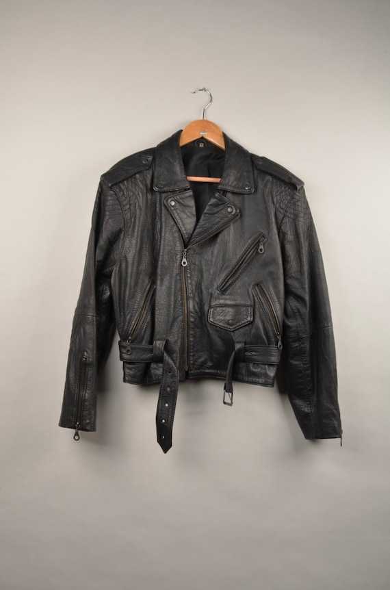 vintage 80s biker jacket, leather jacket, motorcyc
