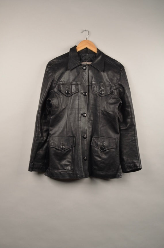 vintage 70s black blazer,vtg 70s jacket,leather ja