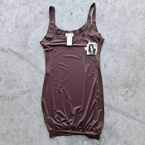 Y2K Baby Phat Deadstock Brown Tank Mini Dress Balloon Size M | summer dress, tropical, 2000s, coquette, romantic, grunge, vintage bohemian