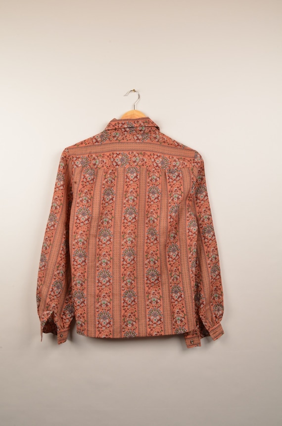 Vintage 70s flower print blouse, vintage crazy pa… - image 5