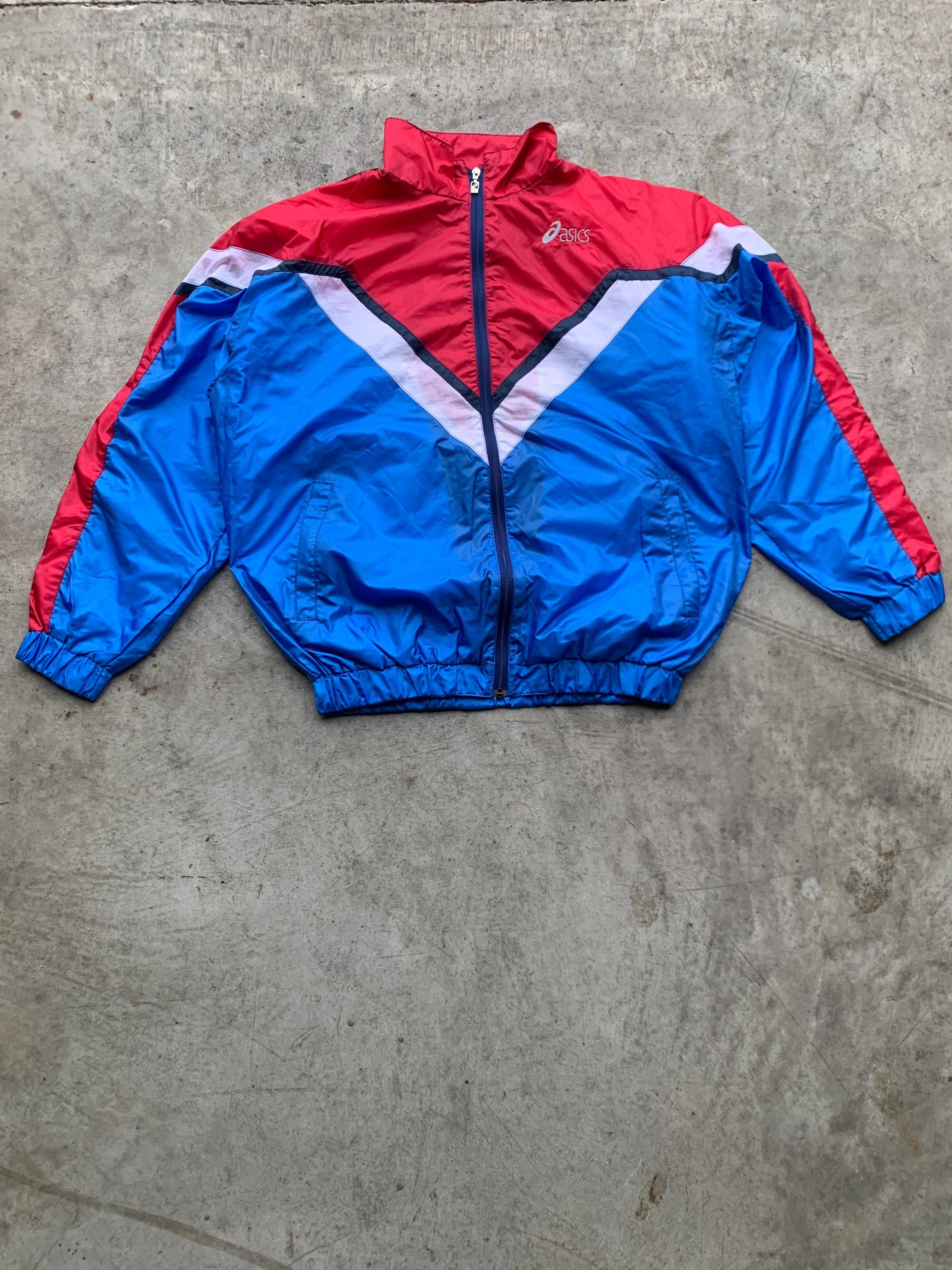 Vintage 1990s ASICS Tracksuit Blue Red Colorblock Full Set 