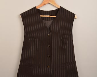 Vintage 80s Corduroy Gilet Brown | Spencer Gilet Satin Back 