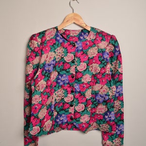 vintage flower print blouse, paint artsy shirt, vintage crazy pattern 90's shirt, 90's blouse,picasso style,button down shirt