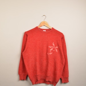 vintage angora knit sweater, vintage sweater, christmas sweater, vintage longsleeve, knit top, 90s sweater, vintage knitwear, red sweater,