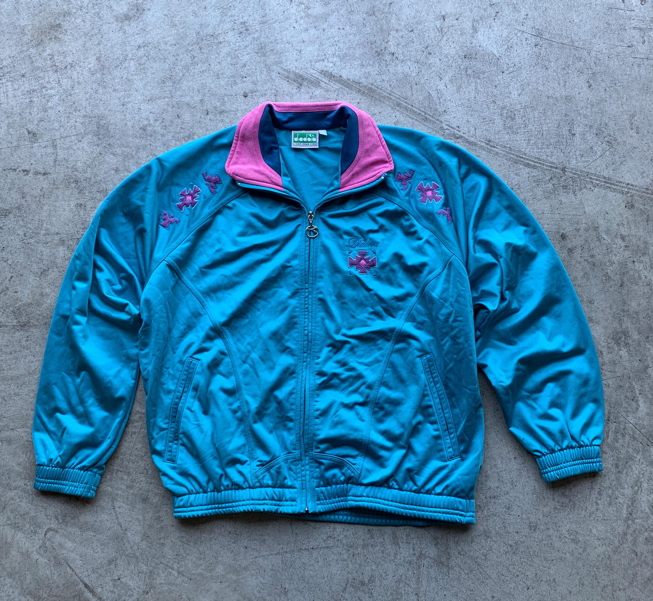 Diadora ビンテージ ブルー トラック ジャケット |ディアドラ ウィンド 