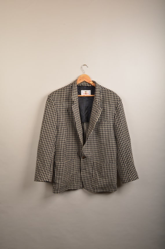 Blazer Vintage Court Valentino En Laine - Taille S, Gris/Noir - Fait Main En Italie - État Très Bon
