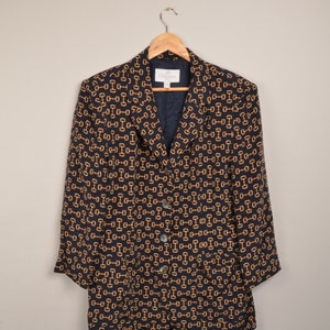 vintage baroque style navy blouse, paint artsy shirt, vintage crazy pattern 90's shirt, 90's blouse,picasso style,button down shirt