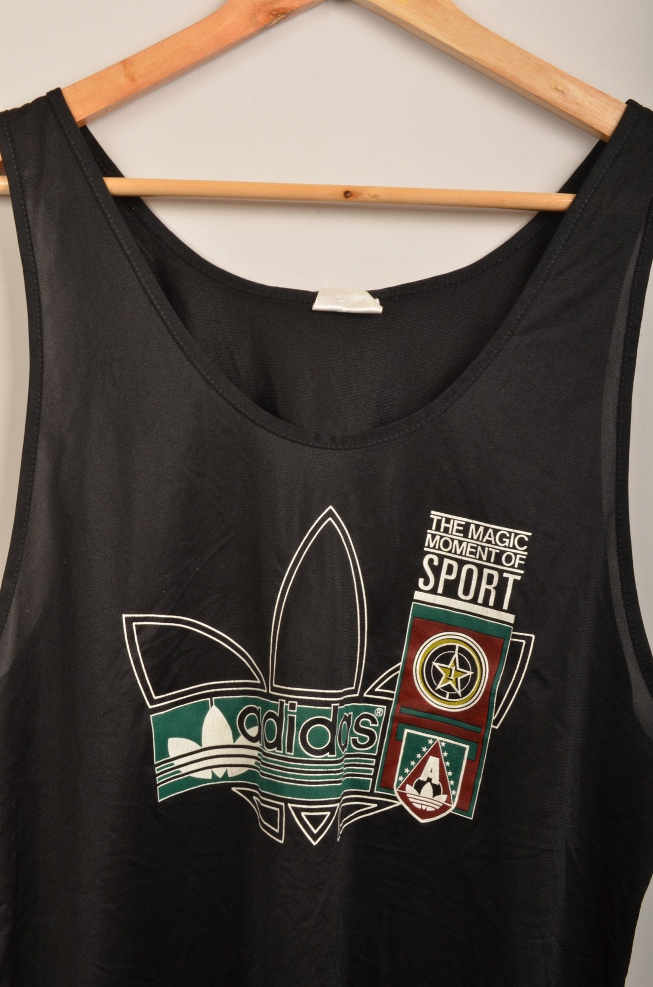 Vintage White Black Adidas Mesh Tank Top, Vintage Sports Top