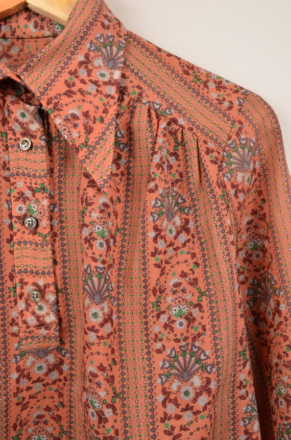 Vintage 70s flower print blouse, vintage crazy pa… - image 4