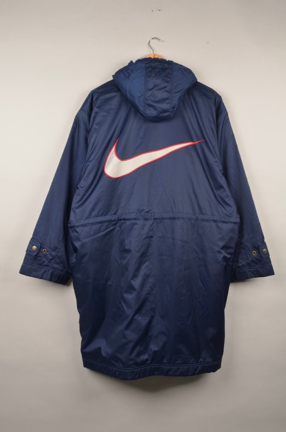 90s Vintage Men's NIKE Coach Coat Windbreaker Size L Blue 