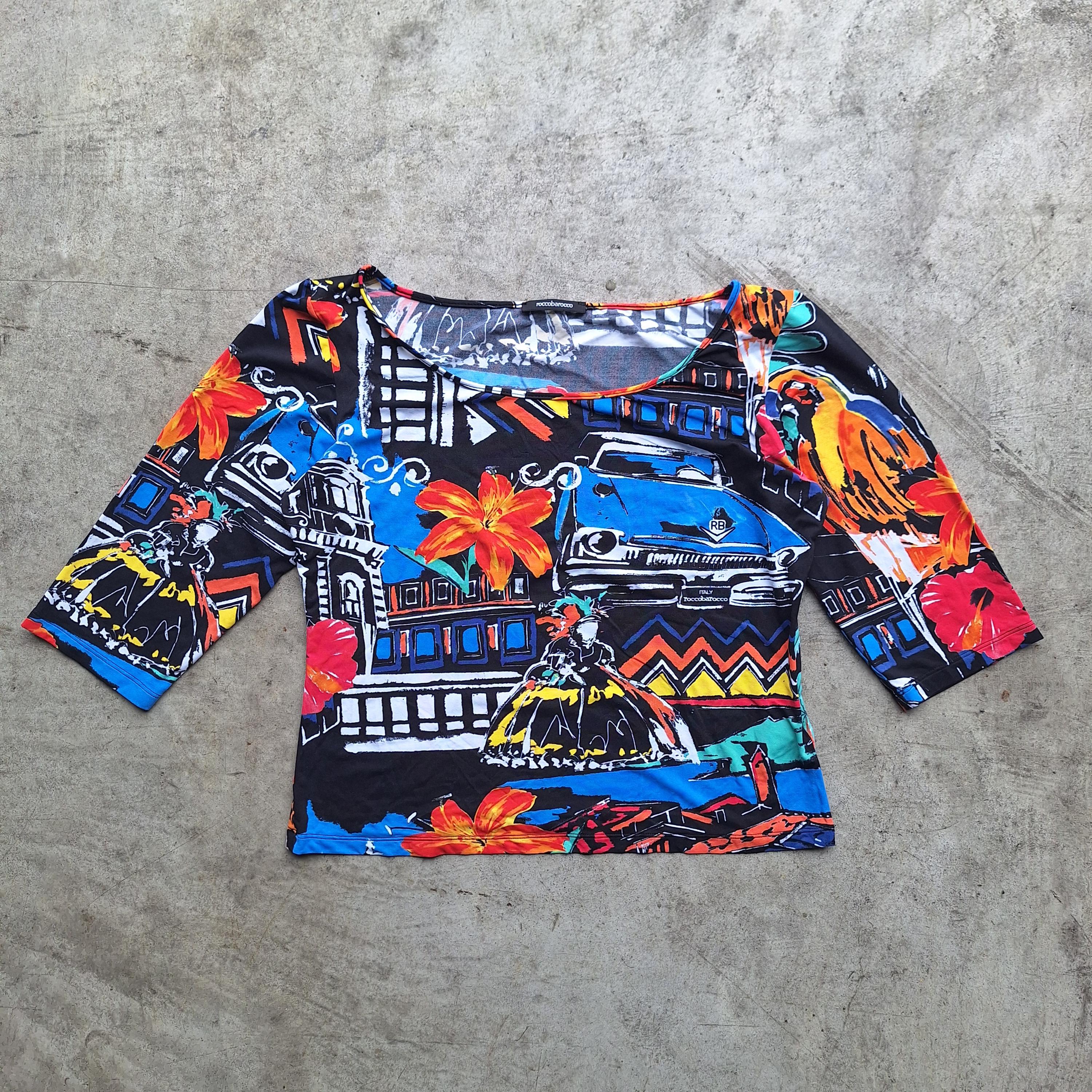トップス PHENOMENON 11aw baroque tee archive y2k Y2K Roco Barocco Crazy Pattern Top Quater Sleeve | Summer Top