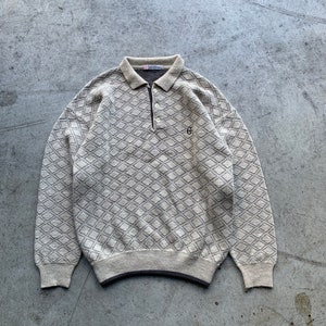 Vintage 90s Earth Tone Off-White Color Jumper | vintage 80s longsleeve pullover, vintage knit longsleeve, knit top,90s sweater