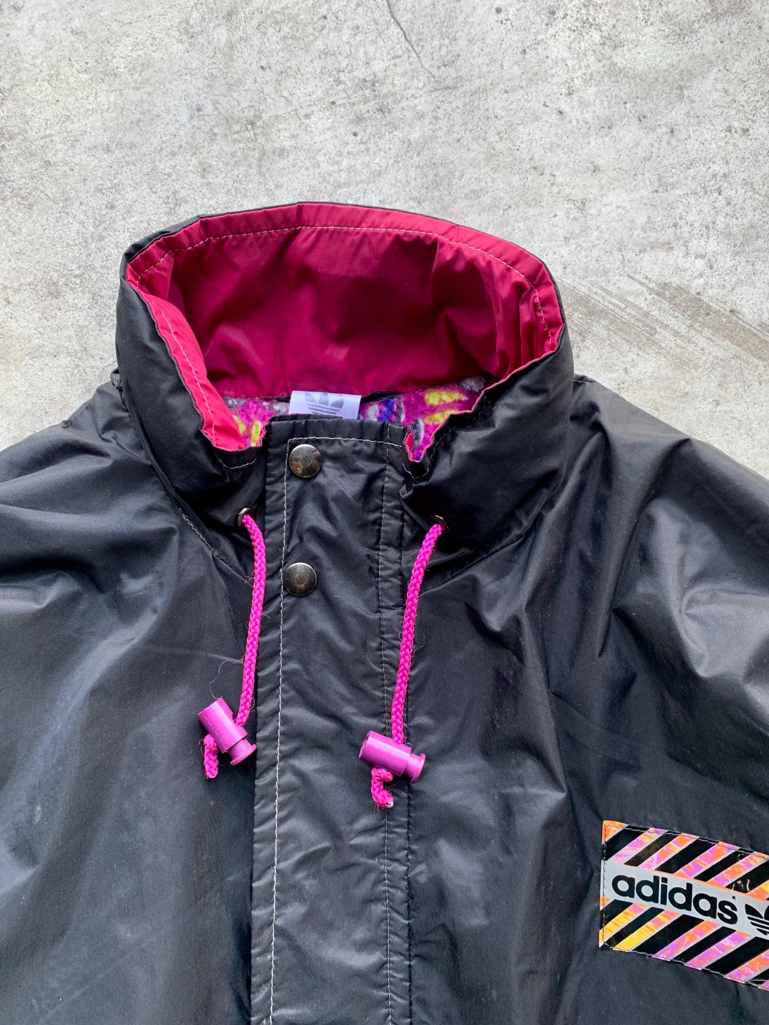 ひで　ビンテージ　adidas TRACK JACET HOODED Vintage Adidas Hooded Black & Pink Track Jacket Size S